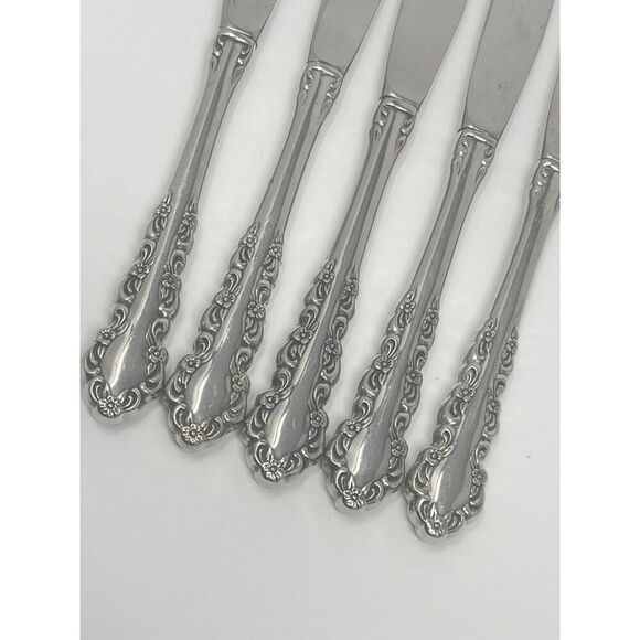 Oneida Shelley Cube USA Stainless Modern Hollow Dinner Knives 9 1/8” Set Of 5 - Picture 3 of 5